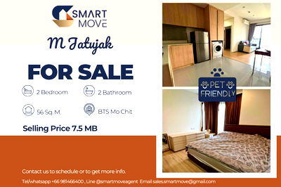 Condos for sale Kunnatee Rutharam Wittayakhom School :  For Sale !! Pet Friendly!!, High Floor 30++, corner room, great facility, 🔥 Code C20250800058.....M Jatujak, 2 bed, 2 bath, furnished, Special Deal!!