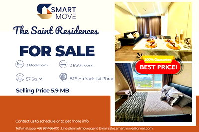 Condos for sale Chatuchak : 🔥 For Sale !! high floor23+, Chatuchak Park view, Good location!!🔥 Code C20250900062...The Saint Residences, 2 bed, 2 bath, furnished, Special Deal!