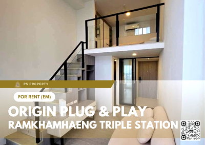 คอนโดให้เช่า : ให้เช่า ✨ Origin Plug & Play Ramkhamhaeng Triple Station ✨ เฟอร์นิเจอร์ และ เครื่องใช้ไฟฟ้าครบ 