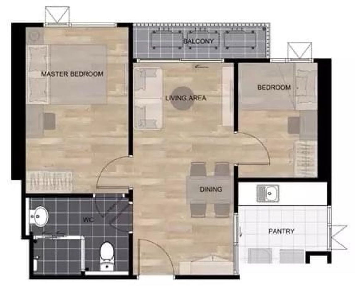 รูป Aspire Sathorn - Taksin (Timber Zone) (แอสปาย สาทร - ตากสิน (ทิมเบอร์ โซน))   2 ห้องนอน 1 ห้องน้ำ  - รูปที่ 9/9
