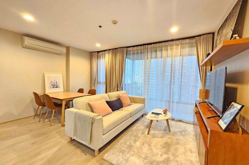 picture For Rent !! high floor 17+, corner room, Baiyoke building view!!🔥Code C20230106065.....Ideo Q Ratchathewi, 2 bed, 1 bath, furnished, ready to move in  - 3/7