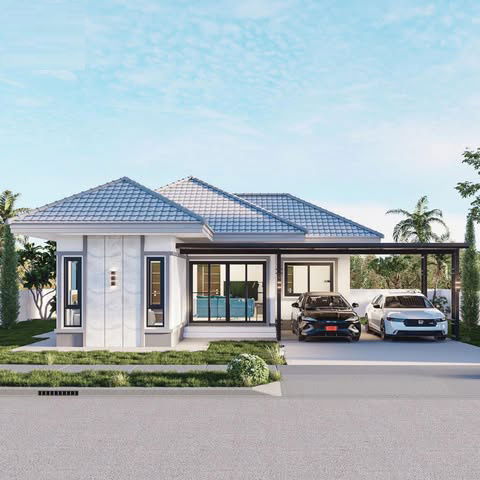 รูป ขายบ้านเดี่ยวชั้นเดียว  3 ห้องนอน  2 ห้องน้ำ  1 ห้องครัว  2 ที่จอดรถ - รูปที่ 1/6