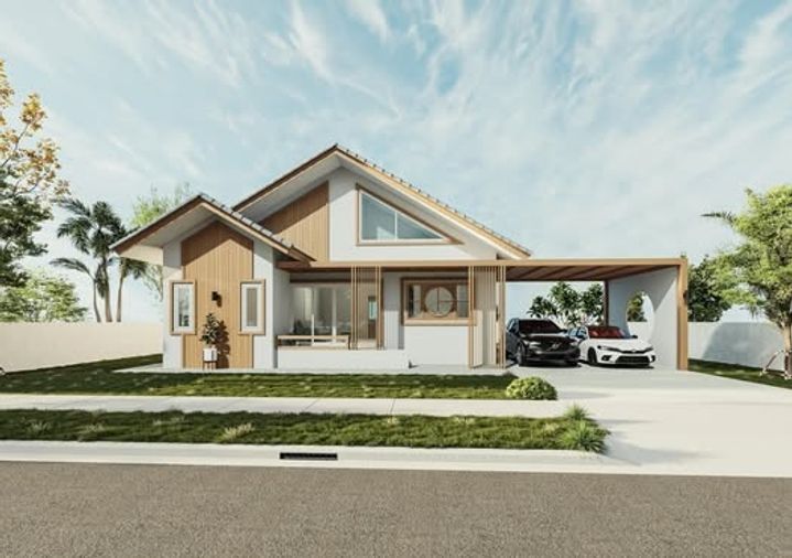 ขายบ้านเดี่ยวชั้นเดียว  3 ห้องนอน  2 ห้องน้ำ  1 ห้องครัว  2 ที่จอดรถ