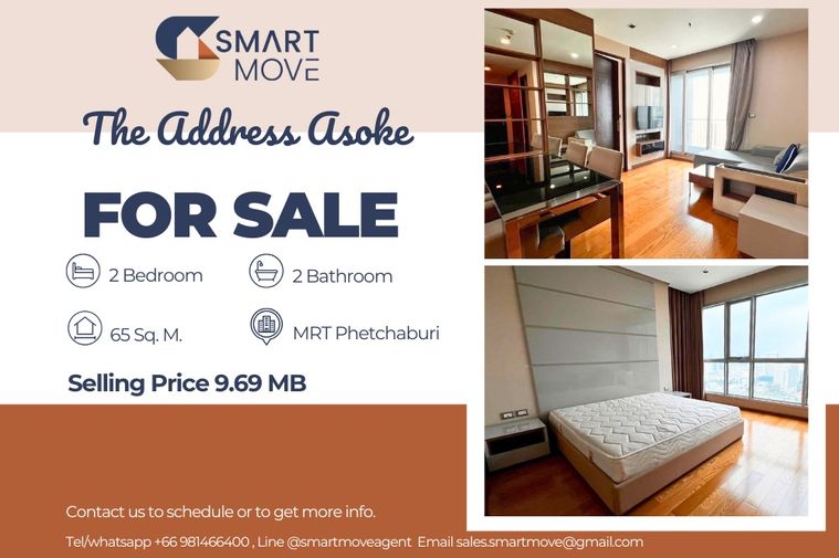 🔥 สำหรับขาย !! ชั้นสูง 35++, นั่งเล่นกว้าง, วิวสวย, มีอ่างอาบน้ำ!! 🔥 Code C20251000015.....The Address Asoke, 2 นอน, 2 น้ำ, แต่งครบ, ราคาพิเศษ!!📣📣