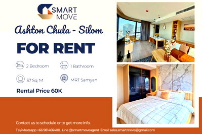 Condos for rent : 🔥 For Rent !! city view, high floor 30++, corner room!! 🔥 Code C20221200077....Ashton Chula - Silom, 2 bed, 1 bath, furnished, ready to move in 📣📣