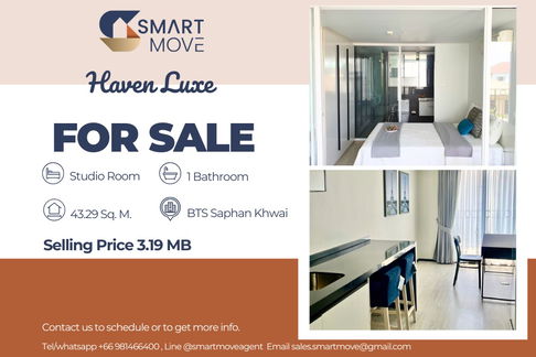 🔥 For Sale !! 🔥 Code C20251000007..........Haven Luxe, Studio room, 1 bathroom, furnished, Special Deal!!📣📣