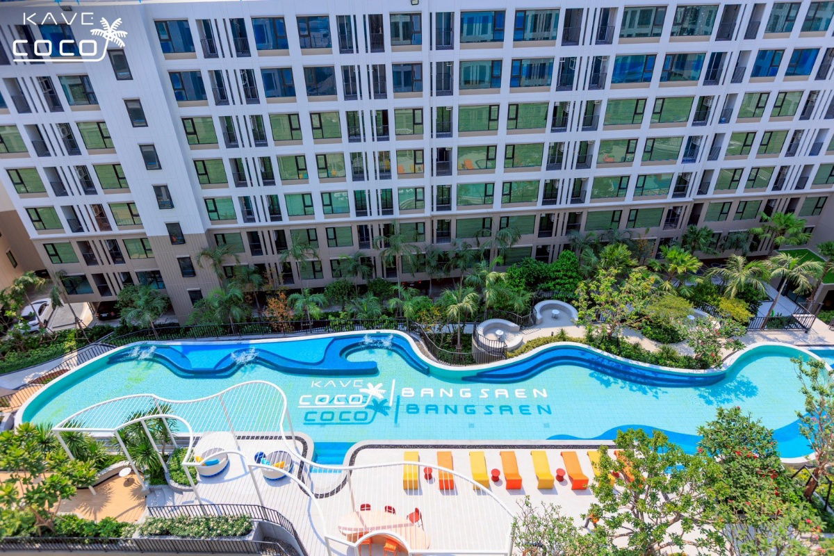 รูป Kave Coco Bangsaen🏊♂️ สระว่ายน้ำ 2 สระใหญ่สุดในย่าน! พร้อมสวนสีเขียวรอบโครงการ 🍃𝟏.𝟕𝟗 ลบ. เท่านั้น!* 📞 093-1681685💚 LINE: @wsrcondo - รูปที่ 10/16