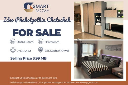 Sale with tenant ! high floor 15+, City view, South Facing!!🔥 Code C20250100054..Ideo Phaholyothin Chatuchak, Studio, 1 bath, furnished, Special Deal