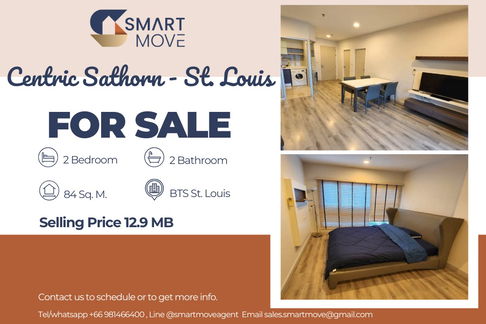  Sale with tenant ! high floor 18+, city view, East Facing !! Code C20221200148....Centric Sathorn - St. Louis, 2 bed, 2 bath, furnished, Special Deal!