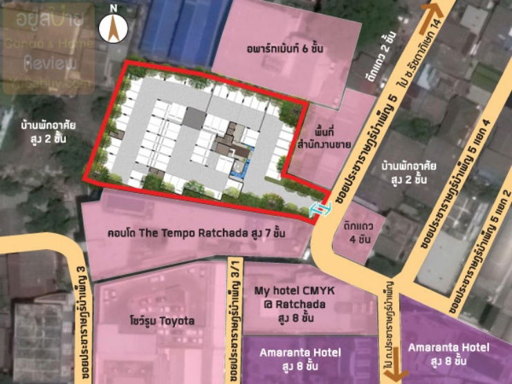 รูป ขายคอนโด ห้องสวย Amaranta Residence (อมรันทา เรสซิเด้นซ์) ใกล้รถไฟฟ้าใต้ดิน MRT สถานีห้วยขวาง ชั้น 5 ห้องมุม  35.87 ตร.ม.  ซอย ประชาราษฎร์บำเพ็ญ 5  - รูปที่ 11/12