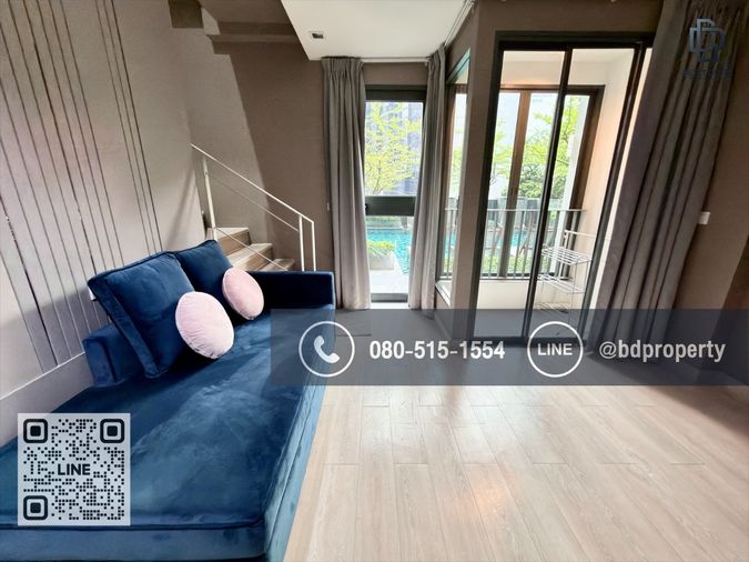 Bestdeal ให้เช่า/For Rent  Duplex 1 Bed ห้องสวย Fully Furnished ราคา 22,000 /เดือนใกล้MRT และ เซ็นทรัลพระราม 9 เพียง 80 ม.