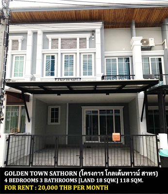 picture FOR RENT GOLDEN TOWN SATHORN / 4 bedrooms 3 bathrooms / 18 Sqw. 118 Sqm. **20,000** CLOSE TO BTS WUTTAKAT - 1/8