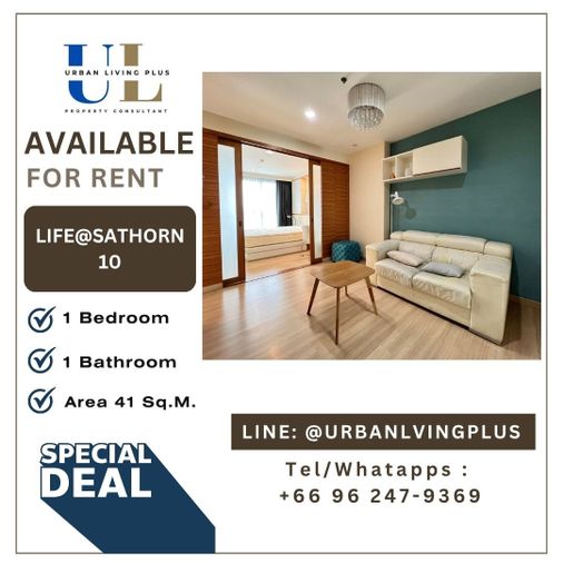 ( UL2507024 ) Tel/Line 096-2479369, ให้เช่า ไลฟ์ แอท สาทร10 , 1 ห้องนอน, 1 ห้องน้ำ, ขนาด 41 ตร.ม. ห้องสวย , พร้อมอยู่, ราคาพิเศษ!!
