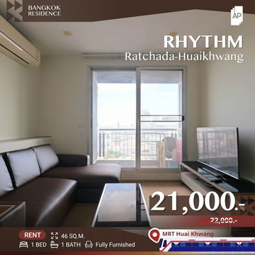  RHYTHM Ratchada-Huaikhwang  🌃 High & Stunning View Unit  💫 ใกล้ MRT ห้วยขวาง 