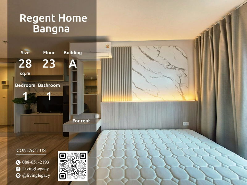 Condos for rent : T45P0N Condo For Rent Regent Home Bangna 28 Sq.M. Floor 23 Building A line id : @livinglegacy