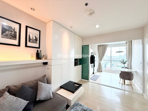 For Rent : 𝗥𝗵𝘆𝘁𝗵𝗺 𝗥𝗮𝘁𝗰𝗵𝗮𝗱𝗮 Size 46 Sq.m. Floor 15+  Near MRT-Ratchadapisek
