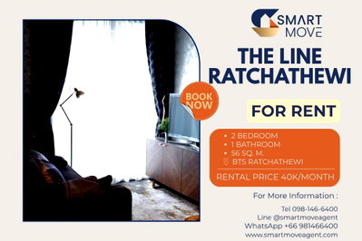 Condos for rent : 🔥 For Rent !! high floor 26++, Good location!! 🔥 Code C20230106613....The Line Ratchathewi, 2 bedroom, 1 bathroom, furnished, ready to move in 📣📣