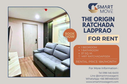 🔥 For Rent !! corner room, North Facing!! 🔥 Code C20250900084...The Origin Ratchada Ladprao, 1 bedroom, 1 bathroom, furnished, ready to move in 📣📣