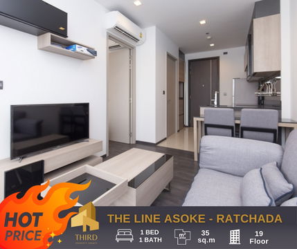 ให้เช่า ✨The Line Asoke Ratchada  ✨ห้องสวย เฟอร์นนิเจอร์ครบ ,มี walk in closet //LineID:@thirdproperty