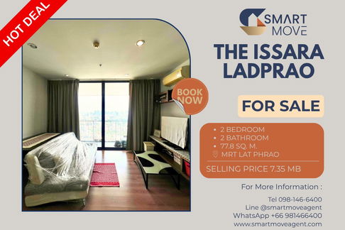 For Sale ! city view, corner room, South Facing, high floor 28+ !! Code C20251000047...The Issara Ladprao, 2 bed, 2 bath, furnished, Special Deal!