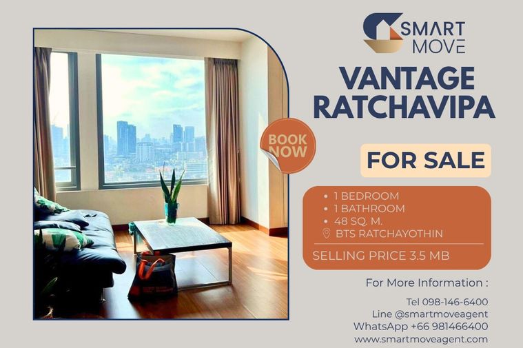 🔥 ขายพร้อมผู้เช่า !!🔥 Code C20250600050..........Vantage Ratchavipa, 1 ห้องนอน, 1 ห้องน้ำ, ชั้นสูง 21++, แต่งครบ, ขายขาดทุน!!📣📣