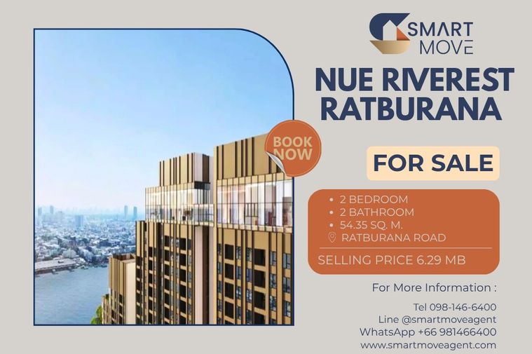 🔥 ขายดาวน์ !!🔥 Code C20250700035..........Nue Riverest Ratburana, 2 ห้องนอน, 2 ห้องน้ำ, ชั้นสูง 15++, ราคาพิเศษ!!📣📣