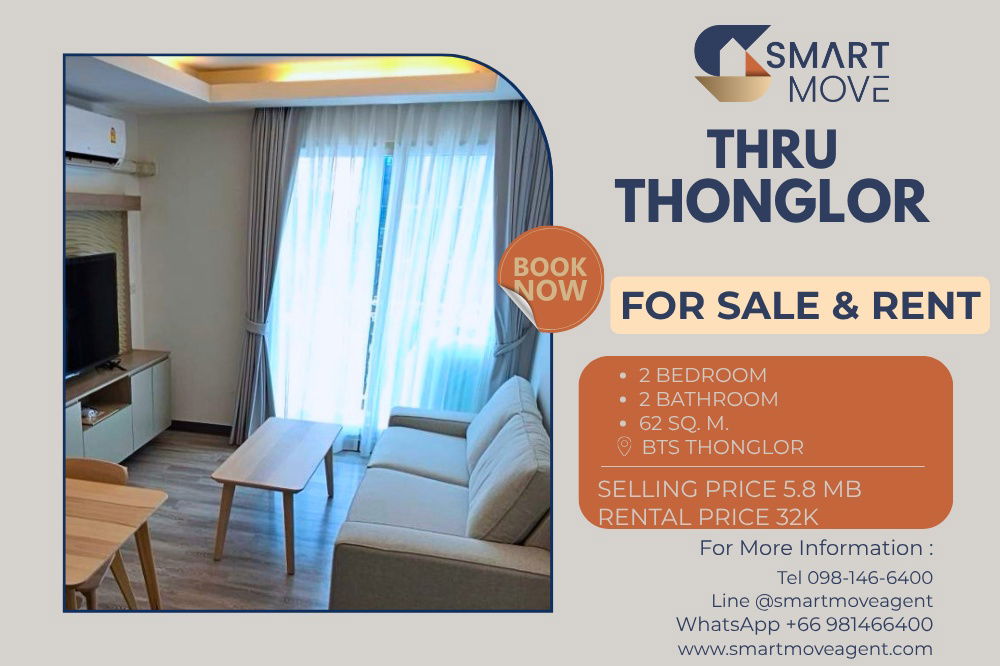 picture  For Sale ! high floor 24+, minimalist style, rare item, Good location!! 🔥 Code C20251000051...Thru Thonglor, 2 bed, 2 bath, furnished, Special Deal!! - 1/7