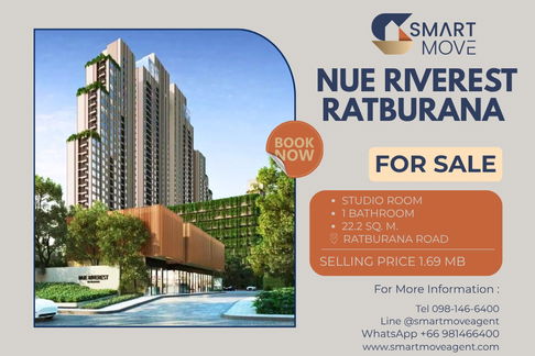 Selling down payment !! River view !! Code C20250200087.......Nue Riverest Ratburana, Studio room, 1 bathroom, Partly Furnished, Special Deal!!