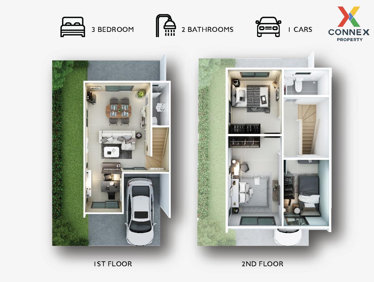 รูป ขายทาวน์เฮ้าส์/ทาวน์โฮม  บ้านพฤกษา เทพารักษ์ - เมืองใหม่ โครงการ 3 บางพลี บางบ่อ สมุทรปราการ CX-122222 ✅ ทักไลน์ @connexproperty ตอบทันที ทีมงานมืออาชีพ ✅  - รูปที่ 2/2