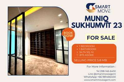 คอนโด BTS พร้อมพงษ์ : 🔥 สำหรับขาย !! คอนโดหรูทำเลใจกลางเมืองอโศก!! ตกแต่งสไตล์โมเดิร์น !!🔥 Code C20251000066....Muniq Sukhumvit 23, 1 นอน, 1 น้ำ, แต่งครบ, ราคาพิเศษ!!📣📣