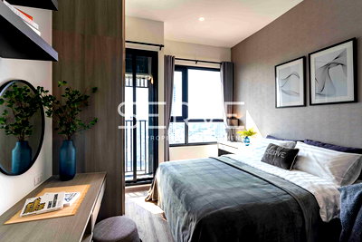 Condos for rent : Nice Room Studio with partition on Super High Fl. in On Nut Area New Condo Close to BTS On Nut 650 m-KnightsBridge Prime Onnut