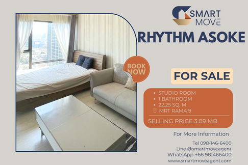 🔥ขายพร้อมผู้เช่า !!🔥 Code C20240301532..........Rhythm Asoke, ห้องสตูดิโอ, 1 ห้องน้ำ, ชั้นสูง 23, แต่งครบ, ราคาพิเศษ !!📣📣