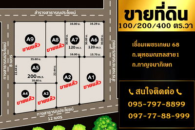 ที่ดิน ม.สยาม : Call : 095-797-8899 แบ่งขายที่ดินแปลงสวย พุทธมณฑลสาย 1 ซอยเพชรเกษม 68 เขตบางแค ใกล้โลตัสบางแค ใกล้ MRT บางแค