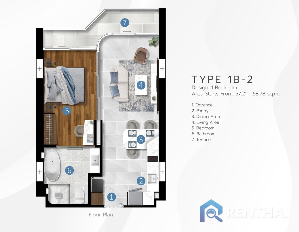 1 beds. 58 sqm - image 3