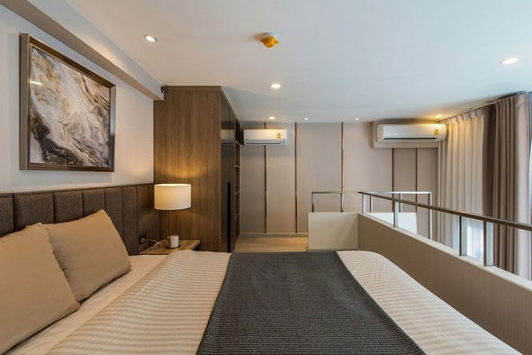 รูป ให้เช่าคอนโด Knightsbridge Prime Sathorn ห้อง Duplex 37 ตร.ม. ชั้นสูง ห้องบิ้วอิน แต่งสวย วิวโล่ง - รูปที่ 5/8