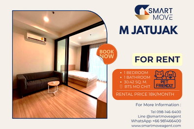 Condos for rent : 🔥 For Rent !! Pet Friendly !! high floor 11+, Good location, rare item!! 🔥 Code C20240800065...M Jatujak, 1 bed, 1 bath, furnished, ready to move in