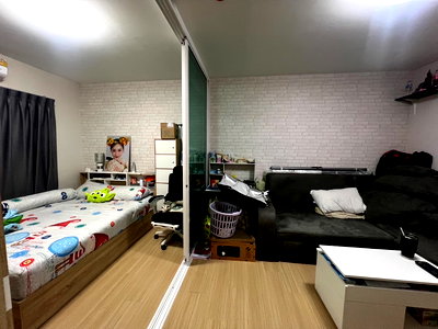 ขายคอนโด : ขายห้อง แอร์ 2 ตัว (กั้น 1 นอน) 28 ตรม UNIO จรัญ 3 ตึก J ชั้น 3 มีประตูครัว ใกล้ MRT ท่าพระ