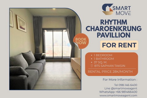 รูปภาพ 🔥 For Rent !! high floor 26++, river view!! 🔥 Code C20221203480.......Rhythm Charoenkrung Pavillion, 1 bed, 1 bath, furnished, ready to move in📣📣