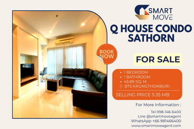Condos for sale : 🔥 For Sale !! big size, East Facing, rare item, Good location!!🔥Code C20221204571...Q House Condo Sathorn, 1 bed, 1 bath, furnished, Special Deal!!