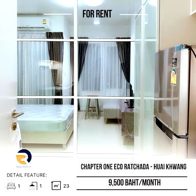 เช่าคอนโด MRT ห้วยขวาง : ให้เช่า ✨Chapter One Eco Ratchada - Huai Khwang✨ เฟอร์นิเจอร์และเครื่องใช้ไฟฟ้าครบ >>ติดต่อเราที่  Line@assetrootz 