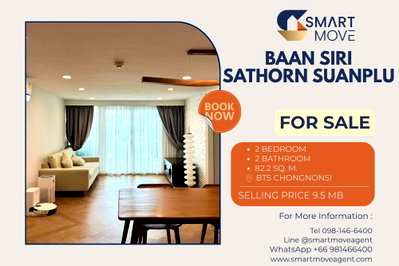 Condos for sale Bangkok : 🔥 For Sale !! 🔥 Code C20250900034..........Baan Siri Sathorn Suanplu, 2 bedroom, 2 bathroom, furnished, Special Deal!!📣📣