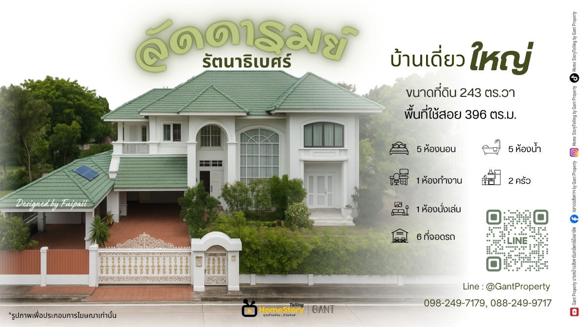 picture 5-bedroom, 6-parking detached house for sale in Laddarom Village, Rattanathibet, near MRT Sai Ma Station (Gant-294) - 1/20