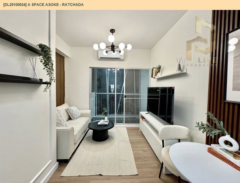 รูป DL25100634 ให้เช่าคอนโด เอ สเปซ อโศก - รัชดา (A Space Asoke - Ratchada) ใกล้ MRT พระราม 9 พร้อมเข้าอยู่ โทรด่วน 0656133286 LineID @897iyzll - รูปที่ 2/6