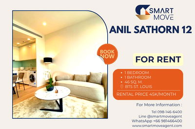 เช่าคอนโด BTS เซนต์หลุยส์ : เช่า ! คอนโดระดับ Super Luxury, ชั้นสูง 22+, วิวเมือง, ทำเลใจกลางย่านสาทร! Code C20251000086..Anil Sathorn 12, 1 นอน, 1 น้ำ, แต่งครบ, พร้อมเข้าอยู่
