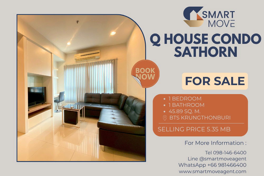 picture ðĨ For Sale !! big size, East Facing, rare item, Good location!!ðĨCode C20221204571...Q House Condo Sathorn, 1 bed, 1 bath, furnished, Special Deal!! - 1/9