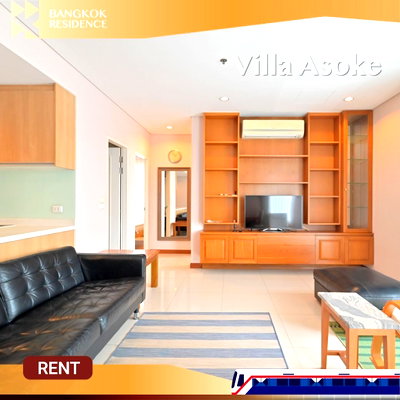 คอนโดให้เช่า : Villa Asoke 💫 ห้องมุม สวยมาก เฟอร์ครบ พร้อมอยู่! 🚇 ใกล้ MRT เพชรบุรี 