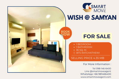 คอนโด MRT สามย่าน : 🔥 สำหรับขาย !! ห้องอยู่ทางทิศใต้ !!🔥 Code C20230900487..........Wish @ Samyan, 1 ห้องนอน, 1 ห้องน้ำ, แต่งครบ, ราคาพิเศษ!!📣📣