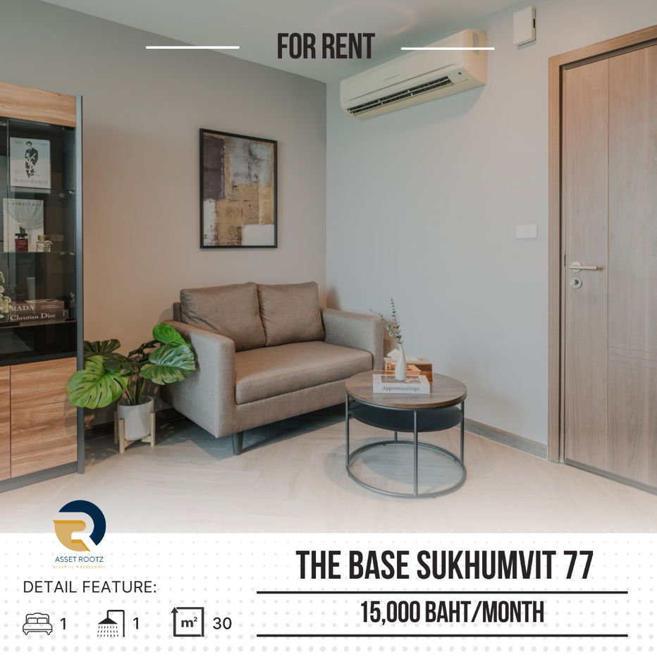 รูป ให้เช่า 🔥The Base Sukhumvit 77  🔥เฟอร์นิเจอร์ เครื่องใช้ไฟฟ้าครบ >>ติดต่อเราที่  Line@assetrootz  - รูปที่ 1/7