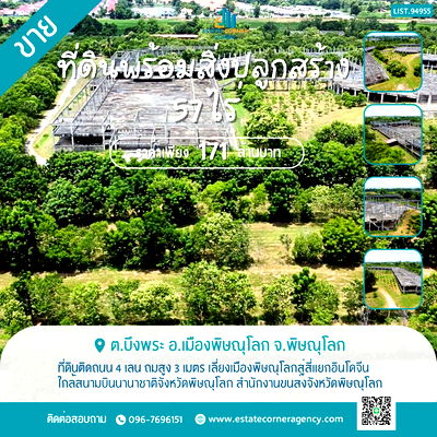 ที่ดิน ถนนเลี่ยงเมืองพิษณุโลก : ขายที่ดิน 57 ไร่ ติดถนนเลี่ยงเมืองพิษณุโลก ใกล้สนามบิน ถมสูง 3 เมตร ราคา 171 ล้านบาท