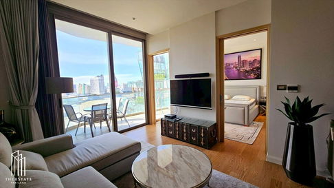 For rent Magnolias Waterfront Residences, a stunning riverside unit next to ICONSIAM. Enjoy panoramic views of the river, city, and gardens.